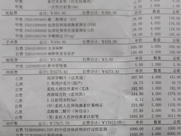 2018年试管婴儿价格表，现在做试管多少钱